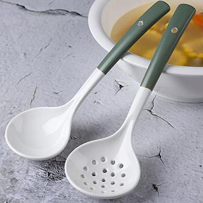 Ceramics Ladle Spoon Set of 2 Large Soup Ladle with Skimmer Slotted Spoons  Kitchen Ladles Hot Pot Strainer Spoons for Cooking Serving Stirring (Style  2#) - Yahoo Shopping