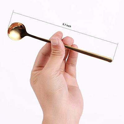 4pcs Measuring Spoons,Small Tablespoon,Stainless Steel Measuring Spoons Set Long Handle Measuring Mixing Stirring Coffee Spoon with Scale Tableware