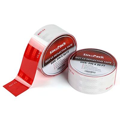 2 in. x 30 ft. Reflective Tape - Red & Silver Stripes