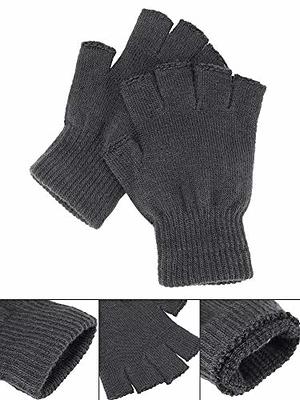 SATINIOR 2 Pair Unisex Half Finger Gloves Winter Stretchy Knit Fingerless  Gloves in Common Size