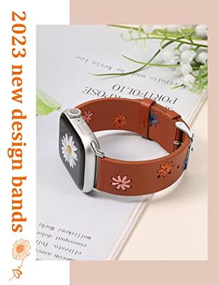 Wearlizer Floral Leather Band Compatible with Apple Watch Band