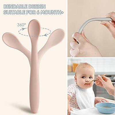 Simka Rose Silicone Baby Spoons Self Feeding 6 Months - First Stage Infant  Spoons for Babies & Toddlers- Baby Led Weaning Spoons Set of 6- Easy on