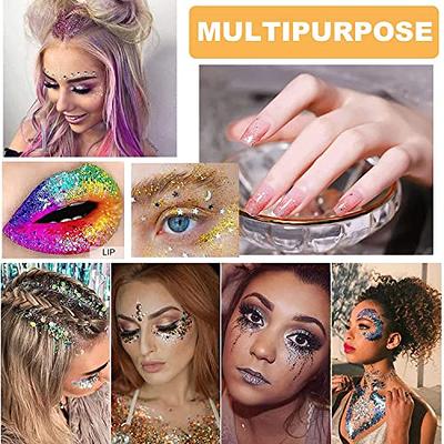 Face Glitter Makeup Gel Hair Body Glitter Gel Glitter Face Paint Mermaid  Sequins Self-Adhesive Glitter Face Paint Gel Liquid Waterproof Holographic  Festival Rave Accessories(05)