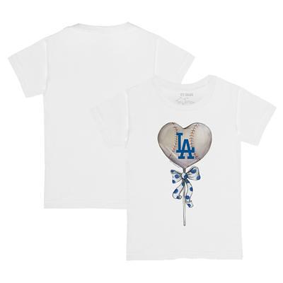 Youth Tiny Turnip White Los Angeles Dodgers Peace Love Baseball T-Shirt Size: Medium