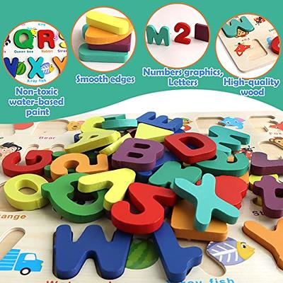 Educational Toy Wooden Alphabet Puzzle ABC Numbers Shapes Puzzles Boards  Toys