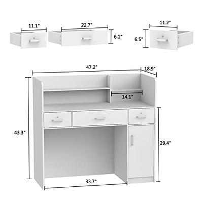 FUFU&GAGA 55.1 in. W x 43.3 in. H White MDF Computer Desk with a