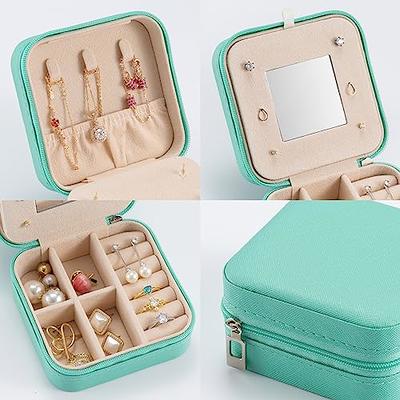 Mini Jewelry Travel Case,Small Jewelry Box,Traveling Jewelry Organizer  Portable Jewellery Storage Holder for Rings Earrings Necklace Bracelet  Bangle Organizer,Boxes Gifts for Girls Women Black 
