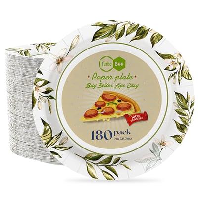 Tioncy 300 Pack 10 Inch Paper Plates Bulk Disposable Plates Leaves Round  Paper Plates, Soak Proof Dinner Paper Plates for Lunch Dinner Parties