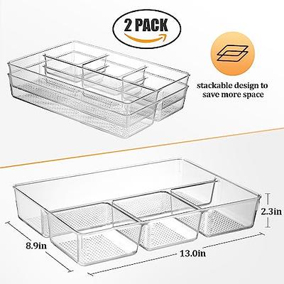 2PCS Stackable Makeup Organizer Storage Drawers, Clear Storage Bins for  Vanity, Undersink, Kitchen Cabinets, Pantry Organization and Storage