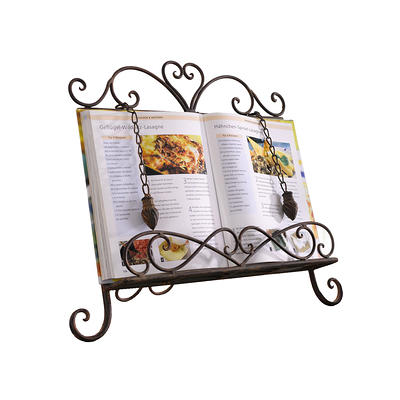 MyGift Black Metal Countertop Cookbook Stand