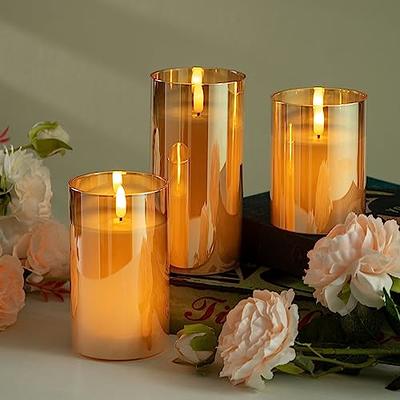 simile Gold Glass Flameless Candles Flickering, Realistic Battery Operated  Electric LED Candles with Remote,Real Wax, Set of 3,D3 xH4 5 6 - Yahoo  Shopping