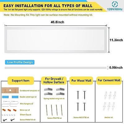 1x4 LED Flat Panel Light CPANL Surface Mount LED Ceiling Light Black,  5500LM 50W TRIAC 10-100% Dimmable, 3000/4000/5000k Selectable 4 Foot LED  Light