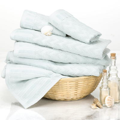 Lavish Home Ribbed Cotton 10 Piece Towel Set - White