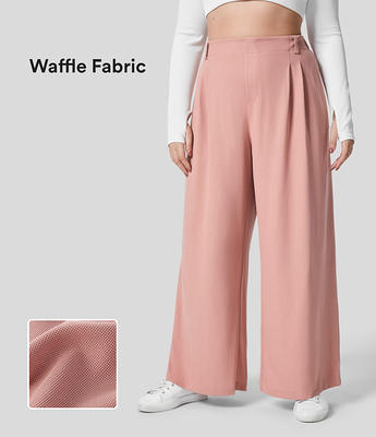 Halara High Waisted Plicated Side Pocket Wide Leg Waffle Casual