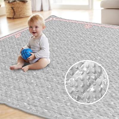Baby Crawling Play Mat for Floor,Large Cotton Educational Tummy Time Area  Rug , Foldable Non-Slip Super Soft Padded Playmat for Playing Gym Activity