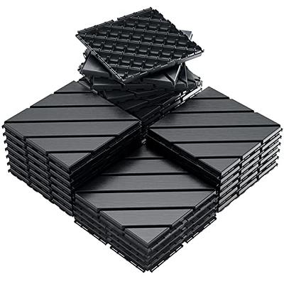 Plastic Interlocking Deck Tiles, 1 Pack Patio Deck Tiles, 12x12  Waterproof Outdoor Flooring All Weather Use, Patio Floor Decking Tiles for  Porch Poolside Balcony Backyard, Dark Grey 