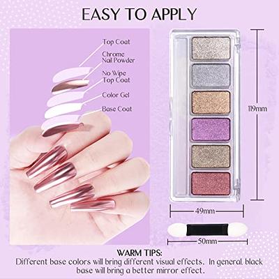 Saviland 6 in 1 Solid Chrome Nail Powder Set - 6 Colors Mirror