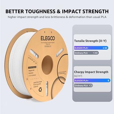 ELEGOO PLA + 3D Printer Filament 1.75mm, Dimensional Accuracy +/- 0.02 mm,  PLA Plus Filament 3D Printing Materials Blue 2KG