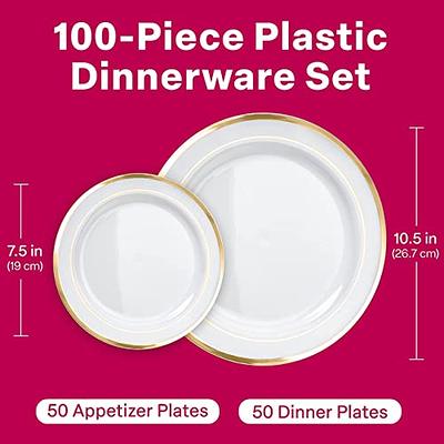 100 Clear Plastic Plates - 6.25 Inch Disposable Plates, Fancy Dessert  Plates, Hard Round Party Plates, Elegant Appetizer Plates, Heavy Duty  Wedding Plates