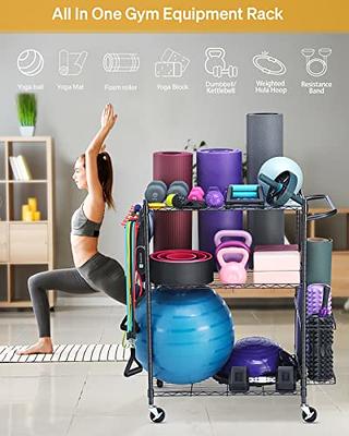 Yoga Mat Storage Rack, Home Gym Workout Equipment Storage Rack, Large Cart  for Organizing Workout Room, Organizer Yoga Equipment Dumbbell Kettlebells Home  Gym Storage Rack with Hooks and Wheels - Yahoo Shopping