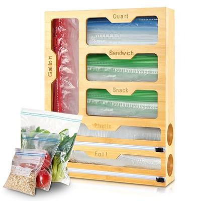 SpaceAid Bamboo Ziplock Bag Storage Organizer for Sandwich and Snack F