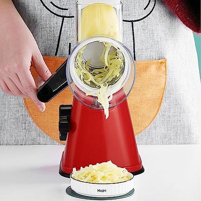 Ancevsk Rotary Cheese Grater with Handle, Manual Speed Round