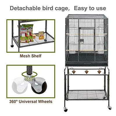 ZENY 53-Inch Bird Flight Cage, Wrought Iron Standing Large with Rolling  Stand for Cockatiels Pet Parrot Parakeet Lovebird Canary Finch (Black) -  Yahoo Shopping