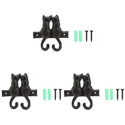 Angoily 3 pcs Cast Iron Cute Cat Hooks Coat Hanger Wall-Mounted