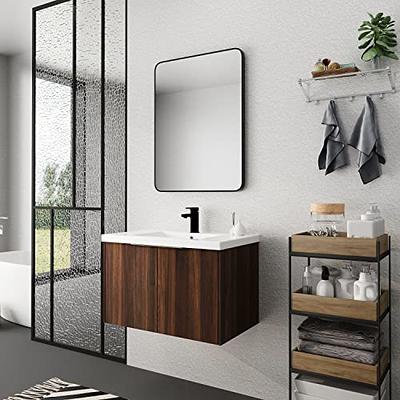 21.6 Bathroom Vanity with Sink, Bathroom Storage Cabinet with Door and  Side Storage, Wood Cabinet Basin Vessel Sink Set, Solid Frame, Ceramic Sink  (Right Side Storge) 