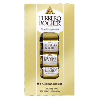 Ferrero Rocher, Milk Chocolate Hazelnut Candy, 1.3 oz, 3-count, 12-pack