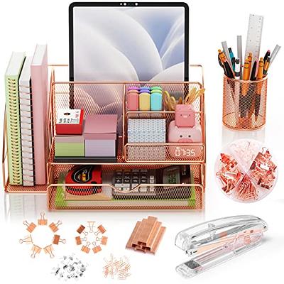 Office Supplies Desk Organizer Caddy with 6 Compartments + 1 Sliding  Drawer, Desk Essentials to Collect Desk Accessories, Mesh Desktop Organizer  for Home, Classroom, School, College Dorm, Black 