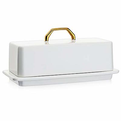 Butter Dish with Lid for Countertop, AISBUGUR Metal Butter Keeper with  Stainless Steel Multipurpose Butter Knife, Large Butter Container with  Double