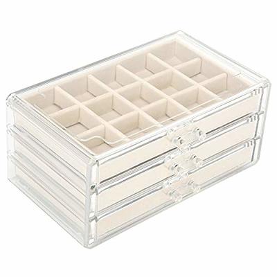 Acrylic Clear Jewelry Organizer Box 3 Drawers, Velvet Jewelry