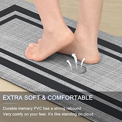 WEZVIX Anti Fatigue Kitchen Floor Cushioned Standing Mat Set, 1/2 Inch  Thick Non Skid Waterproof PVC Memory Mats for Floor Sink Office Laundry,  White