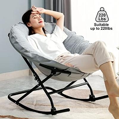 Ready Rocker Portable Rocking Chair, Modern Faux Leather, Carbon 