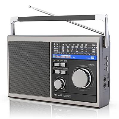 Small Retro Vintage Radio with Bluetooth,Portable Transistor Radio AM FM SW  with Best Sound,Excellent Reception,Support TF Card USB MP3