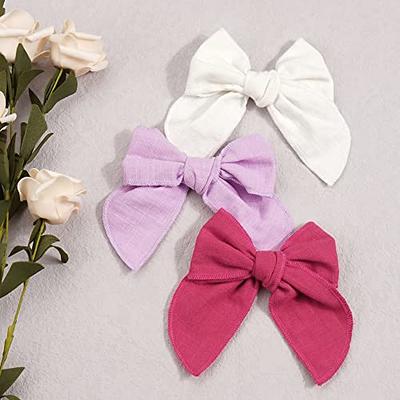 Big Hand-made Hair Bow Alligator Clips for Girls, Solid Color