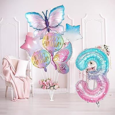 Butterfly Balloon 3rd Birthday Decorations for Girls, Gradient Pink Colorful  Butterfly Foil Balloon, Giant Number 3 Foil Mylar Balloon, 3 Years Old  Butterfly Theme Birthday Party Supplies Decor - Yahoo Shopping