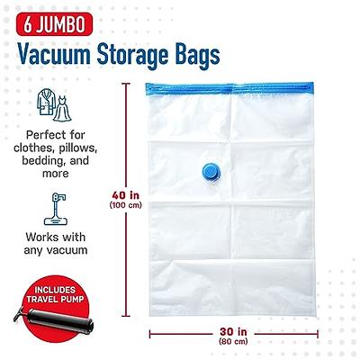 6 Jumbo Vacuum Storage Bags, Space Saver Bags Compression Storage Bags for  Comforters and Blankets, Vacuum Sealer Bags for Clothes Storage, Hand Pump