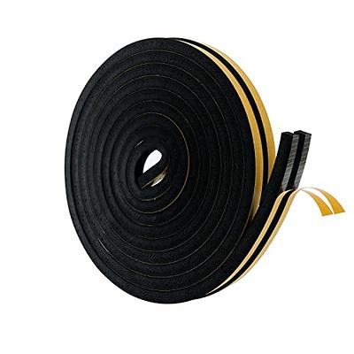 Fingwerk 20 Feet Rubber Weather Stripping Door Seal Strip, Self-Adhesive  Backing D-Shape Door Weatherstripping for Door Frame Insulation Large Gap,  Easy Cut to Size(Black) 