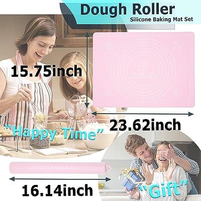 Silicone Baking Mat, Non Stick Pastry Mat with Measurement,26 x 16 Extra Thick Large Rolling Dough Mat Sheet, Counter Mat,Food Grade Pizza