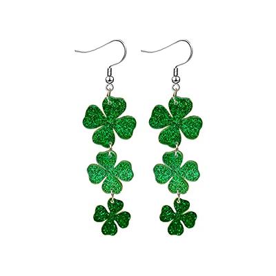 St Patrick's Day Earrings for Women Girls,Irish Shamrock Dangle