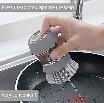 MR.SIGA Soap Dispensing Palm Brush for Dish Pot Pan Sink Cleaning,2Pcs