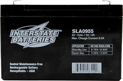 Interstate Batteries Power Patrol 6V 10Ah Battery (SLA0955) Sealed Lead  Acid Rechargeable SLA AGM (F1 Terminal) UPS Power Solutions, Fire &  Security Systems, Emergency Lighting - Yahoo Shopping