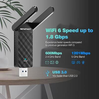 WiFi6E USB 3.0 WiFi Adapter for PC, AX5400M 802.11AX, Tri-Band  6GHz/5GHz/2.4GHz, WPA3, Wireless USB WiFi Dongle Network Adapter for PC  Laptop, Only