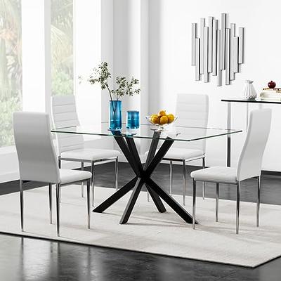 70.86 in. Large Modern Rectangular Tempered Glass Dining Table Top Wit