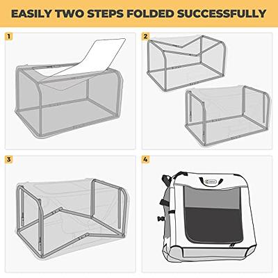 Tangkula 3-Door Folding Dog Crate, Soft Kennel with Removable Pad & Metal Frame, L