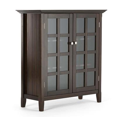 Simpli Home Amherst Solid Wood Low Storage Cabinet in Hickory Brown