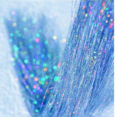 Pack of 6Pcs Clip in Hair Tinsel Kit, 20Inch Glitter Tinsel Hair Extension  with Clips on, Heat Resistant Fairy Hair Sparkle Strands Dazzle Hair