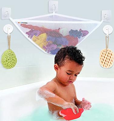 Tub Cubby Original Bath Toy Storage for Baby Toys with Suction & Adhesive  Hooks, 14x20 Mesh Net Shower Caddy for Bathtub Toys, 36 ABC Soft Foam